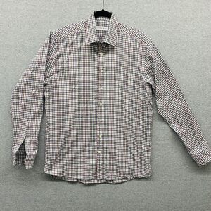 Etro 42 dress Shirt Mens Colorful Cotton Check Plaid Long Sleeve Button Up L